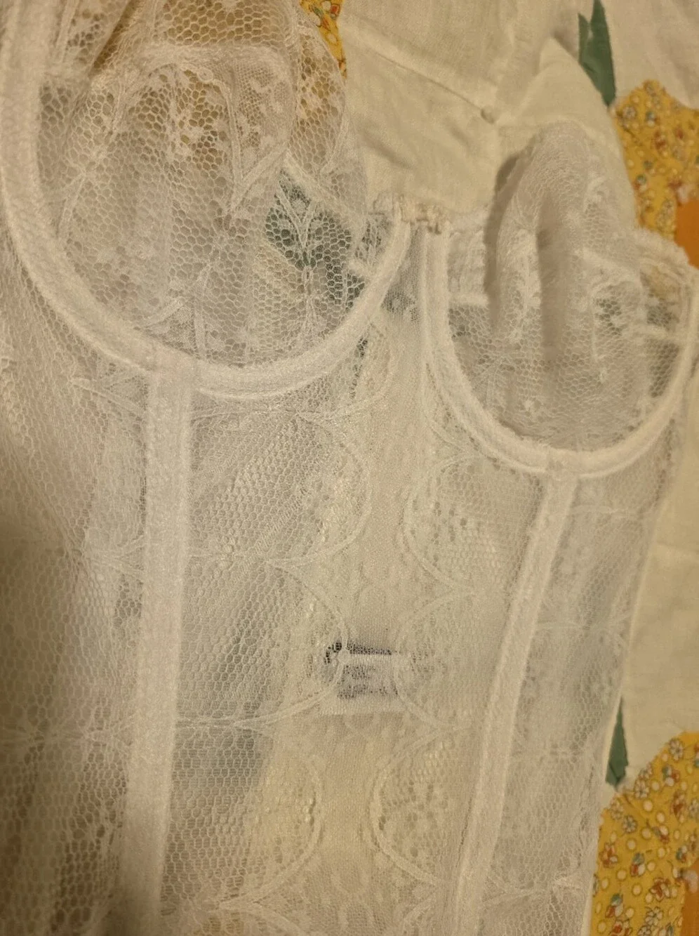 Vtg 70's 80's Dior White Lace Longline Bustier Corset Top Coquette Bridal Rare